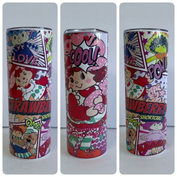 Strawberry Shortcake Pink Comic Style 20oz Skinny Tumbler - Picture 1 of 4